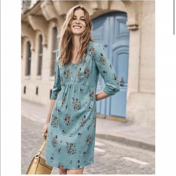 Boden Blue Floral Dress - Picture 1 of 8